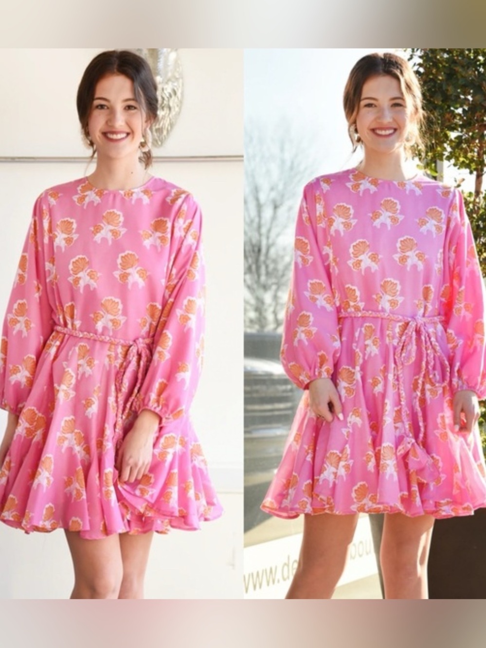 J.Marie Pink Floral Tie-Front Dress